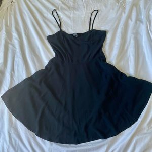 black short flare summer dress, front and back pix, gently used, great condition